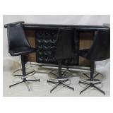 Vintage Mid-Century Tufted Front Bar w/3 barstools