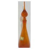 Pilgrim "Rocket" Decanter, Tangerine Crackle 10.5"