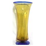 Blenko Blue & Amber Vase - 14.5" tall