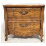 Vintage French carved 2 drawer nightstand