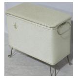 Vintage mid century hamper on hairpin legs