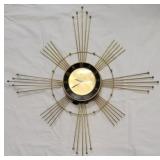 Mid-Century Lux Sunburst Electric Wall Clock