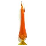 Fenton Glass Orange & Yellow Bud Swung Vase