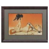 NUDE GIRL ON TIGER RUG GICLEE BY ALBERTO VARGAS