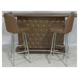 Vintage tufted bar & 2 barstools