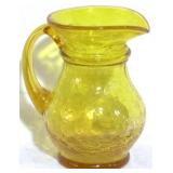 Amber Crackle Glass Creamer - 4" tall