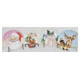 4pc Mr Christmas Plates 8"