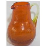 Amberina Crackle Glass Pitcher 4"
