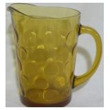 Hazel Atlas Amber Thumbprint Pitcher 9"