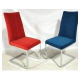 2 Upholstered chrome base accent chairs