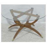 Mid-century spider leg glass top coffee table