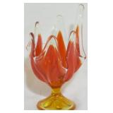 Viking Amberina Petal Swung Glass Bowl 6"