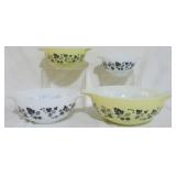 Pyrex Gooseberry yellow & black Cinderella bowls