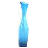 Vintage Hand Blown Blue Crackle Glass 11" Vase