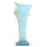 Northwood Opalescent Blue Swung Vase, 11" tall