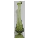 Fenton Colonial Green Swung Hobnail Vase 10"