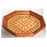 Vintage Hexagonal Bamboo Woven Rattan Tray