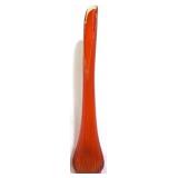 L E Smith Ribbed Amberina Swung Vase, 19" tall