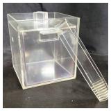 Vintage Acrylic Ice Bucket w/ tongs - 7x6.5x6.5