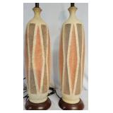Paif of MCM Ceramic Lamps w/ metal base, 25" tall
