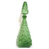 Mid Century Green Bubble Design Glass Decanter