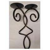Metal Sconce w/ 2 candle holders, 17.5 x 9.5