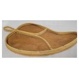 Divided Wood Tray w/ rattan sides-18 x 9.5 x 1.5