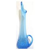 Viking Glass Blue Swung Vase w/ handle, 14" tall
