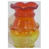 Amber Crackle Glass Vase 4"