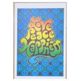 New Old Stock Poster - "Love Peace Happiness"