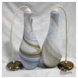 2 Hanging Glass Light Fixtures - 17.5" tall