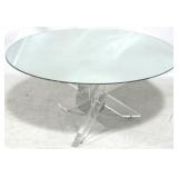Acrylic triangular base coffee table