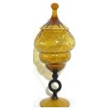 Vintage Italian Art Glass Compote w/ lid, 16" tall