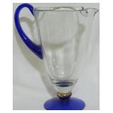 Vintage Cobalt Blue & Clear Lipped Pitcher