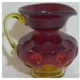 Fenton Amberina Coin Dot Pitcher 4.5"