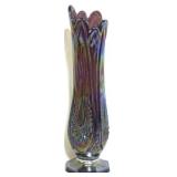 Carnival Glass Swung Vase, 11" tall