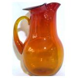 Blenko Amberina Glass Pitcher, 12" tall