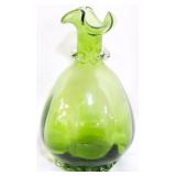 Art Glass Green Vase 8.5"