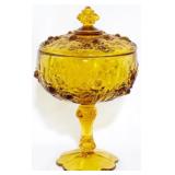 Fenton Amber Jar with lid 8"