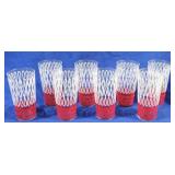 8 Vintage  Red and White 7" Tumblers