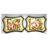 2 Wood Wall hangings - 13.25 x 10