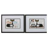 SET OF 2 MID CENTURY MODERN CATS WITH AD
