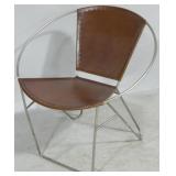 Contemporary metal & leather hoop chair