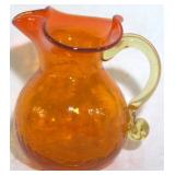 Blenko Crackle Glass Creamer - 4.5" tall