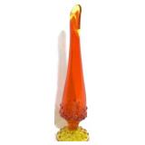 Vintage Fenton Amberina Hobnail Swung Vase