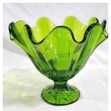 Vintage Green Viking Glass swung footed bowl