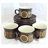Vintage Denby Samarkand Brown Teacups & Saucers
