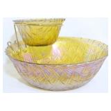 Vintage Marigold Indiana Carnival Chip & Dip Bowl