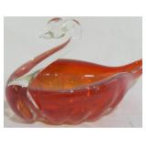 Red Art Glass Swan Bowl 4.5x7.5x4.5