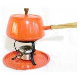 Orange Fondue Pot and Plate 10"